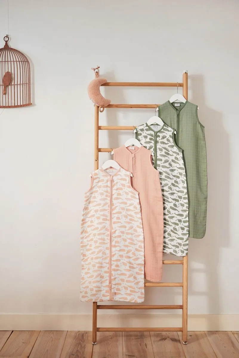 Jollein Zomerslaapzak Baby Hydrofiel 70cm Whales - Ash Green