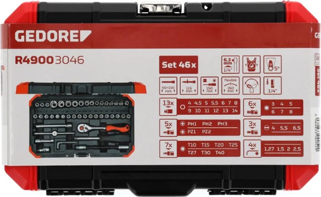 Gedore RED R49003046 Dopsleutelset 46-delig - 1/4"