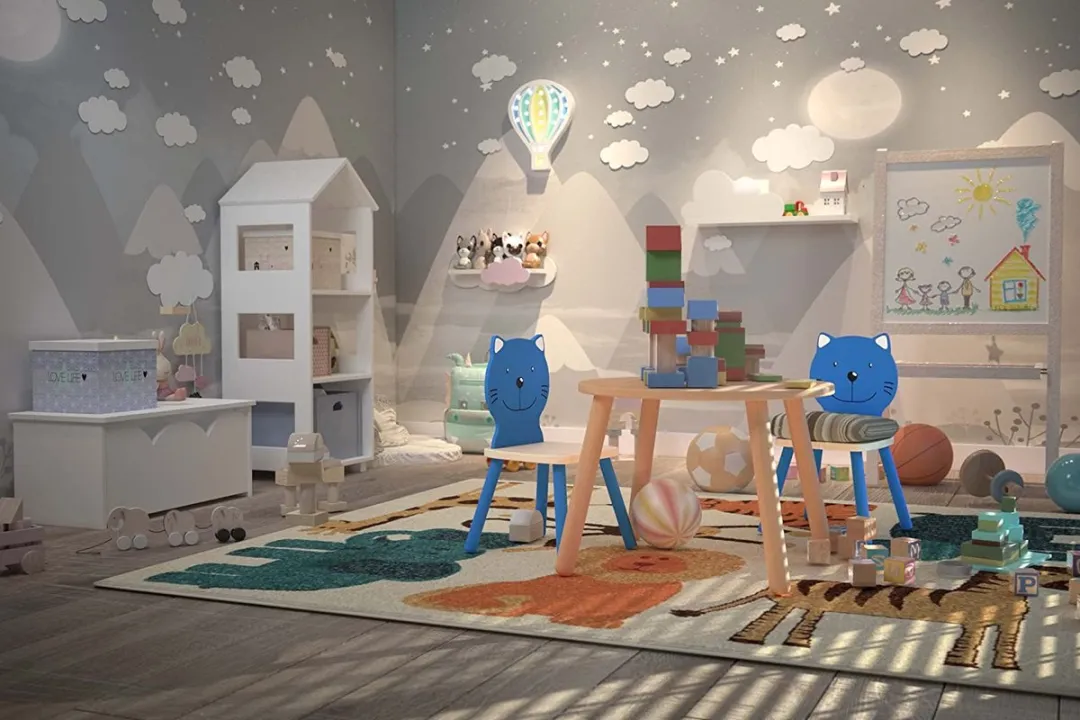 Pintoy Kinderstoel Kikker - Houten Peuterstoel - Blauw/Zand