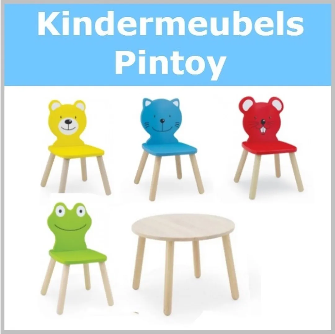 Pintoy Kinderstoel Kikker - Houten Peuterstoel - Blauw/Zand