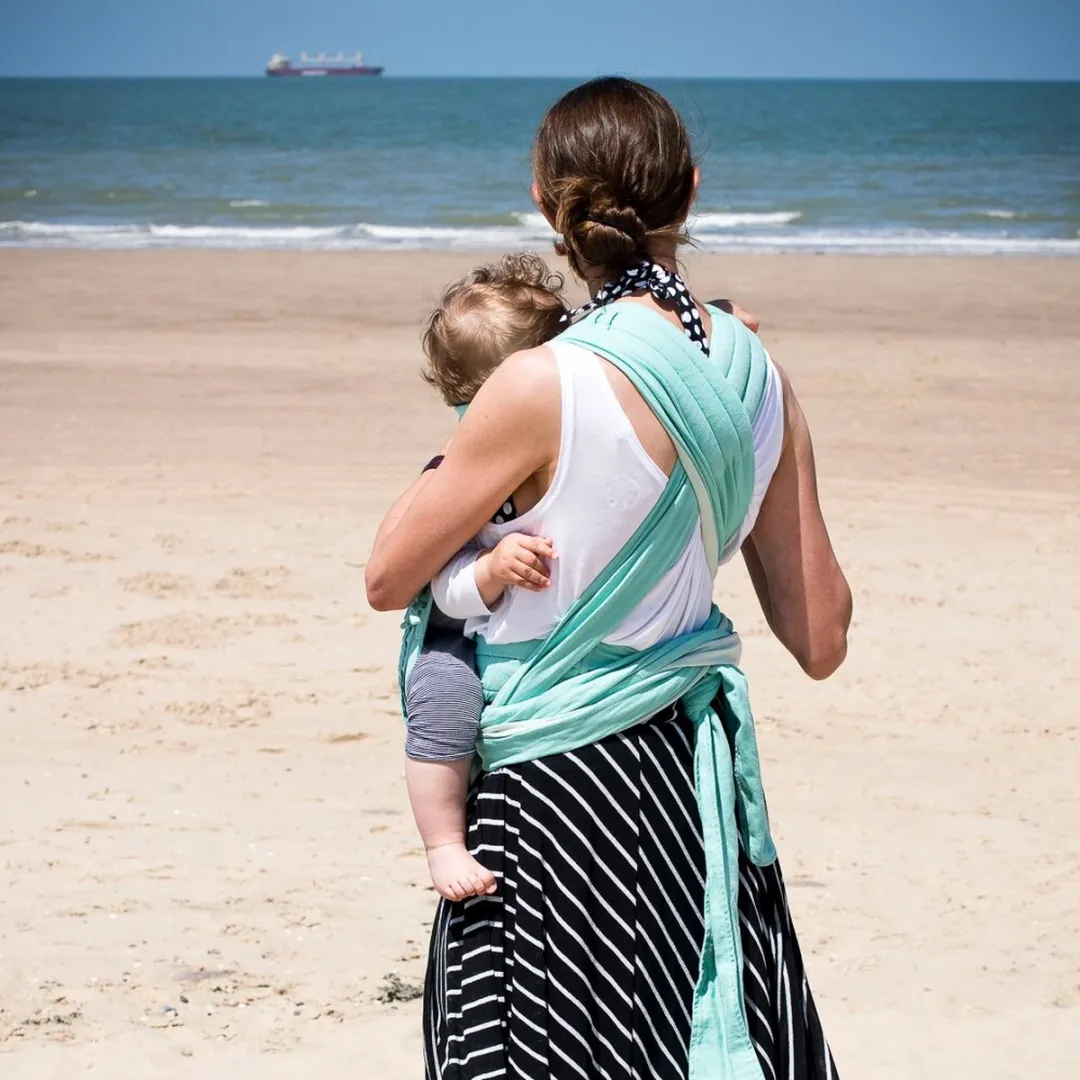 Fidella Fly Tai - Mei Tai Ergonomische Draagzak - combinatie draagzak - Chevron - mint - voor peuters