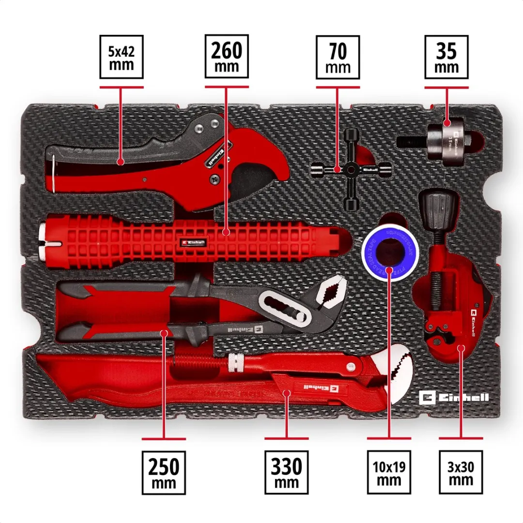Einhell Sanitaire Installatieset 8-delig - Rood/Zwart