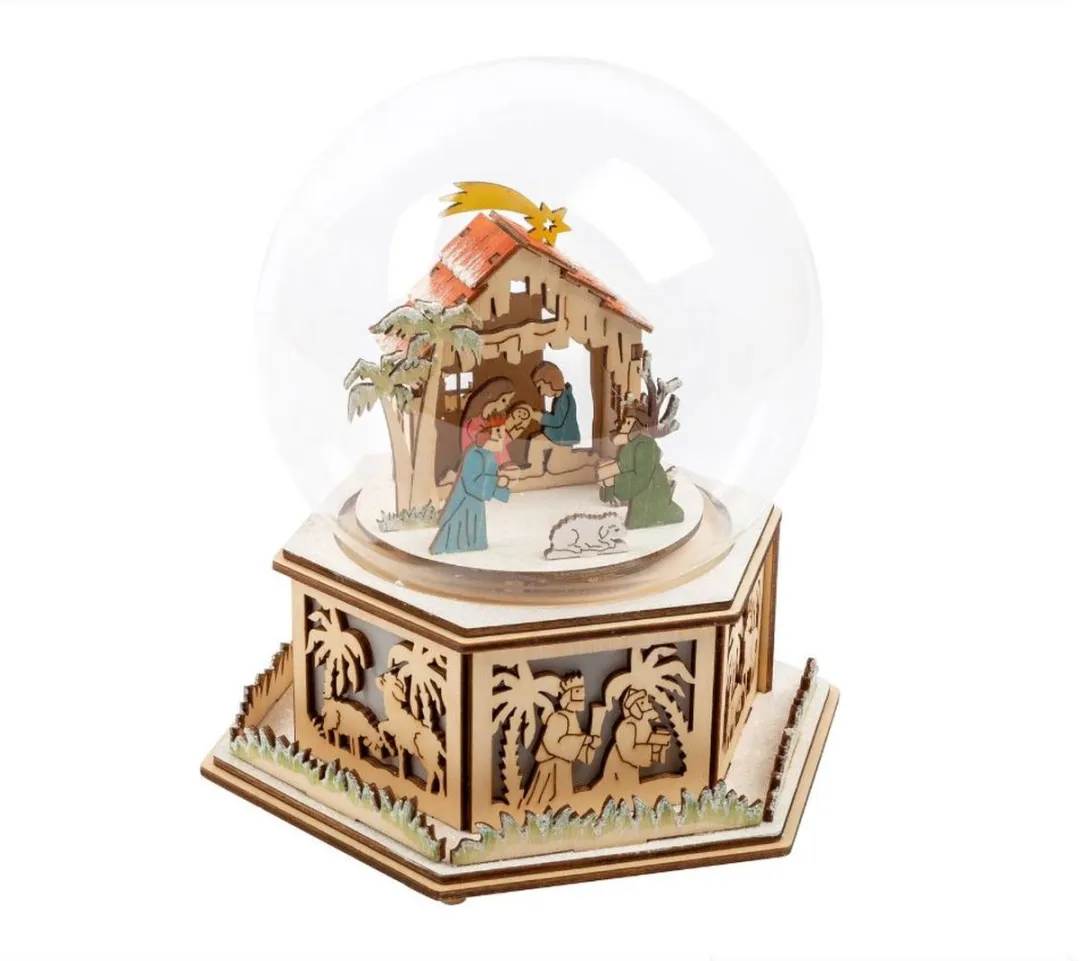 Small Foot Lichtgevende Kerststal Sneeuwbol met Muziekdoos - afbeelding 4 van 4