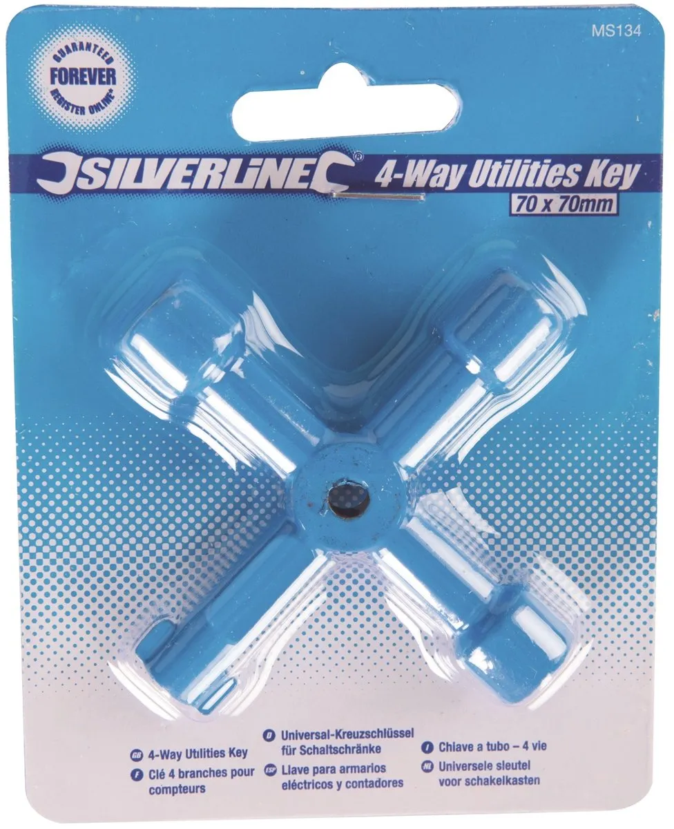 Silverline MS134 Schakelkastsleutel 70mm - 4 Dopsleutels