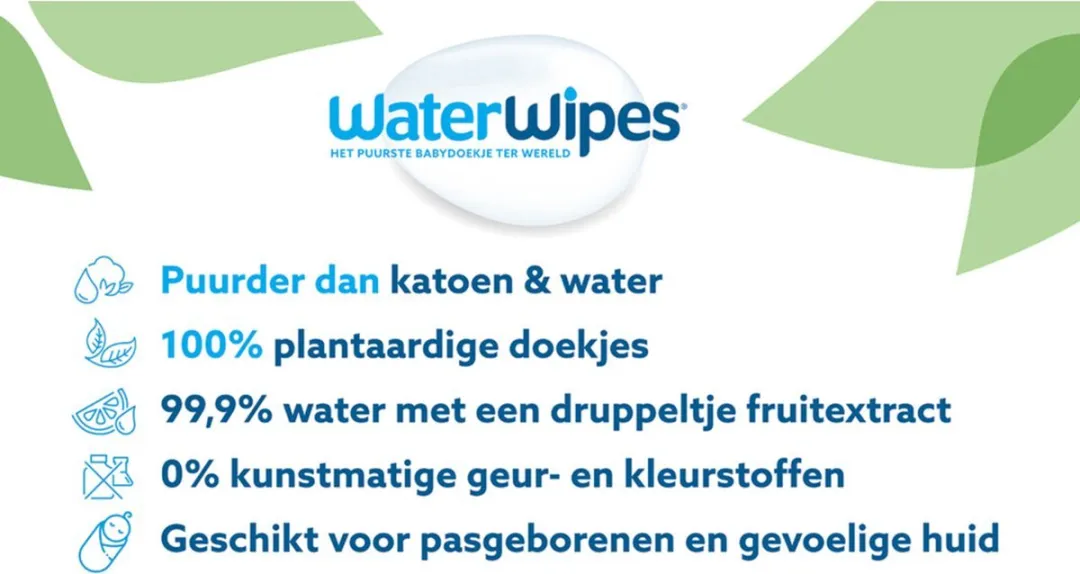 WaterWipes - Billendoekjes - Gevoelige huid - 3 x 60 stuks - Plasticvrij