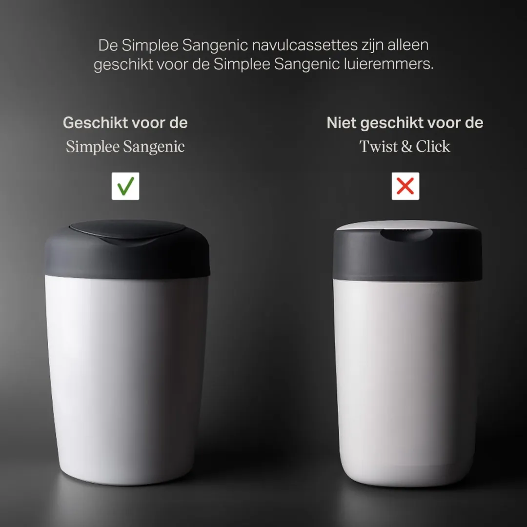 Tommee Tippee Simplee Sangenic navulcassette Set van 6 navulcassettes, alleen geschikt voor de Simplee Sangenic luieremmers, geurbestrijding en antibacteriële werking, 100% gerecycled frame
