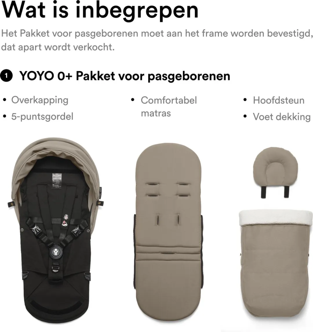 Stokke YOYO 0+ Newborn Pack Taupe - inclusief matras en luifel