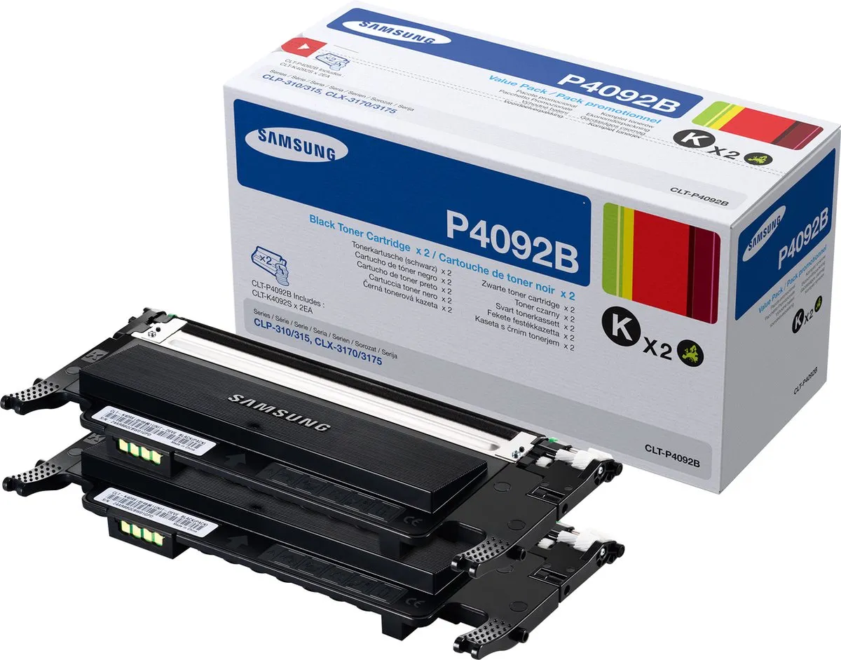 Samsung CLT-P4092B Tonercartridge - Zwart - 2 Stuks