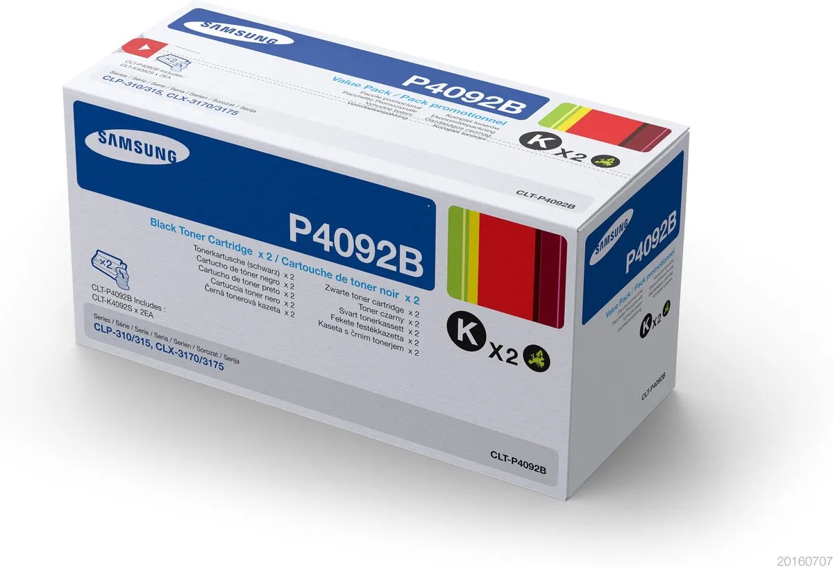 Samsung CLT-P4092B Tonercartridge - Zwart - 2 Stuks