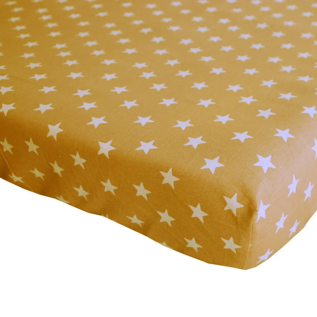 BINK Bedding Hoeslaken Stars Oker 40x80cm