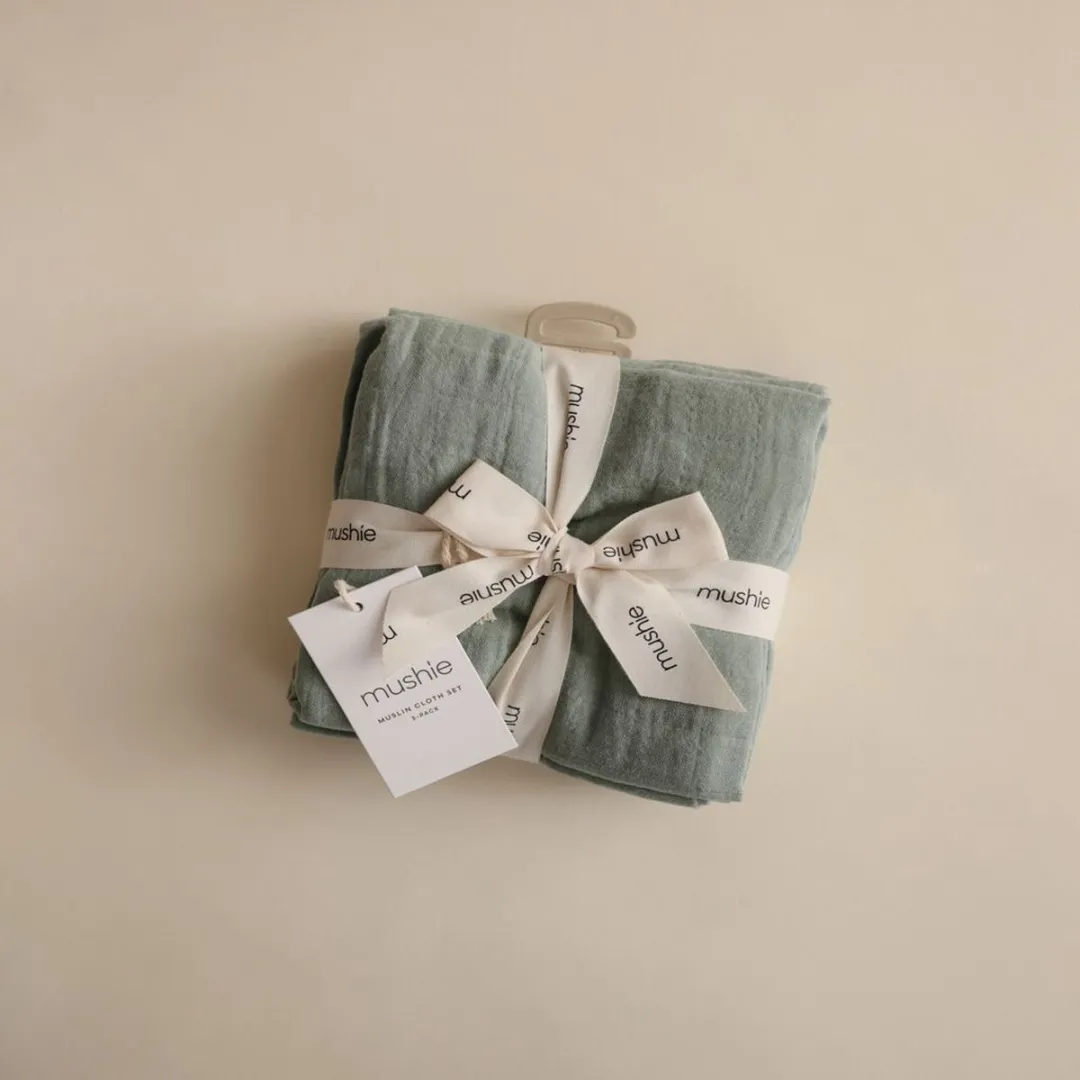 Mushie Multidoek Muslin Roman Green - 3 Stuks