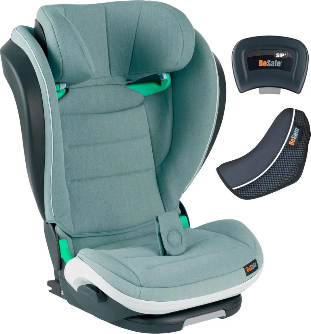 BeSafe iZi Flex Fix 2 i-Size - Stoelverhoger - Stoelverhoger auto - Kinderzitje - Zitverhoger - 100-150cm - Sea Green Mélange