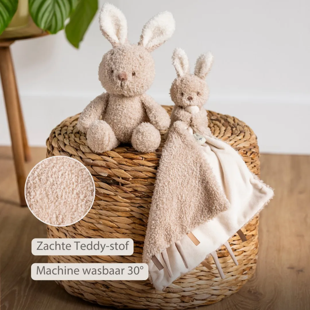 Nattou Teddy Baby Knuffeldoekje 27x27cm - Konijn - Beige
