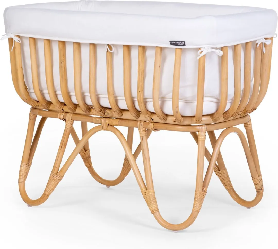 Childhome Rattan Wieg - Wit - 90x50x70cm