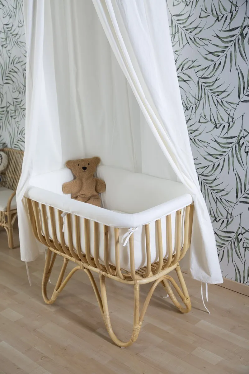 Childhome Rattan Wieg - Wit - 90x50x70cm