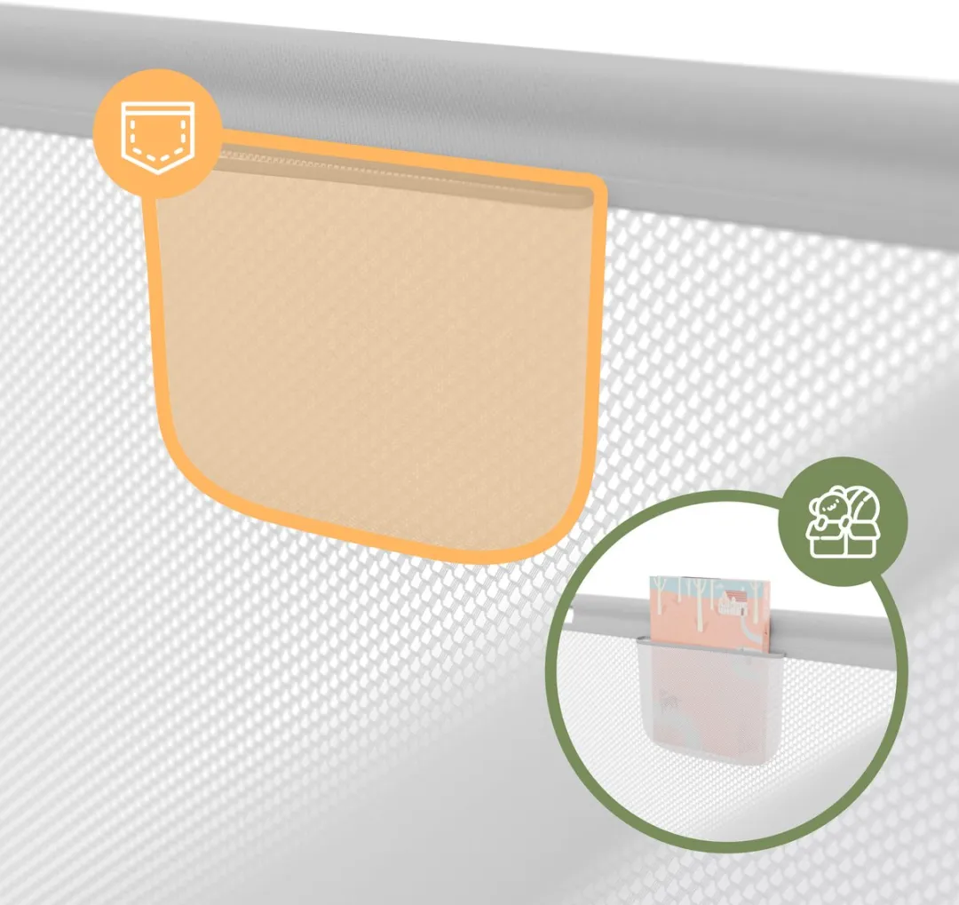 Tulano - Cozy 22 - babybox - kinderbox – 120x180 cm – voor binnen en buiten – grijs/wit – ademend gaas – EN71-gecertificeerd – 6 tot 36 maanden