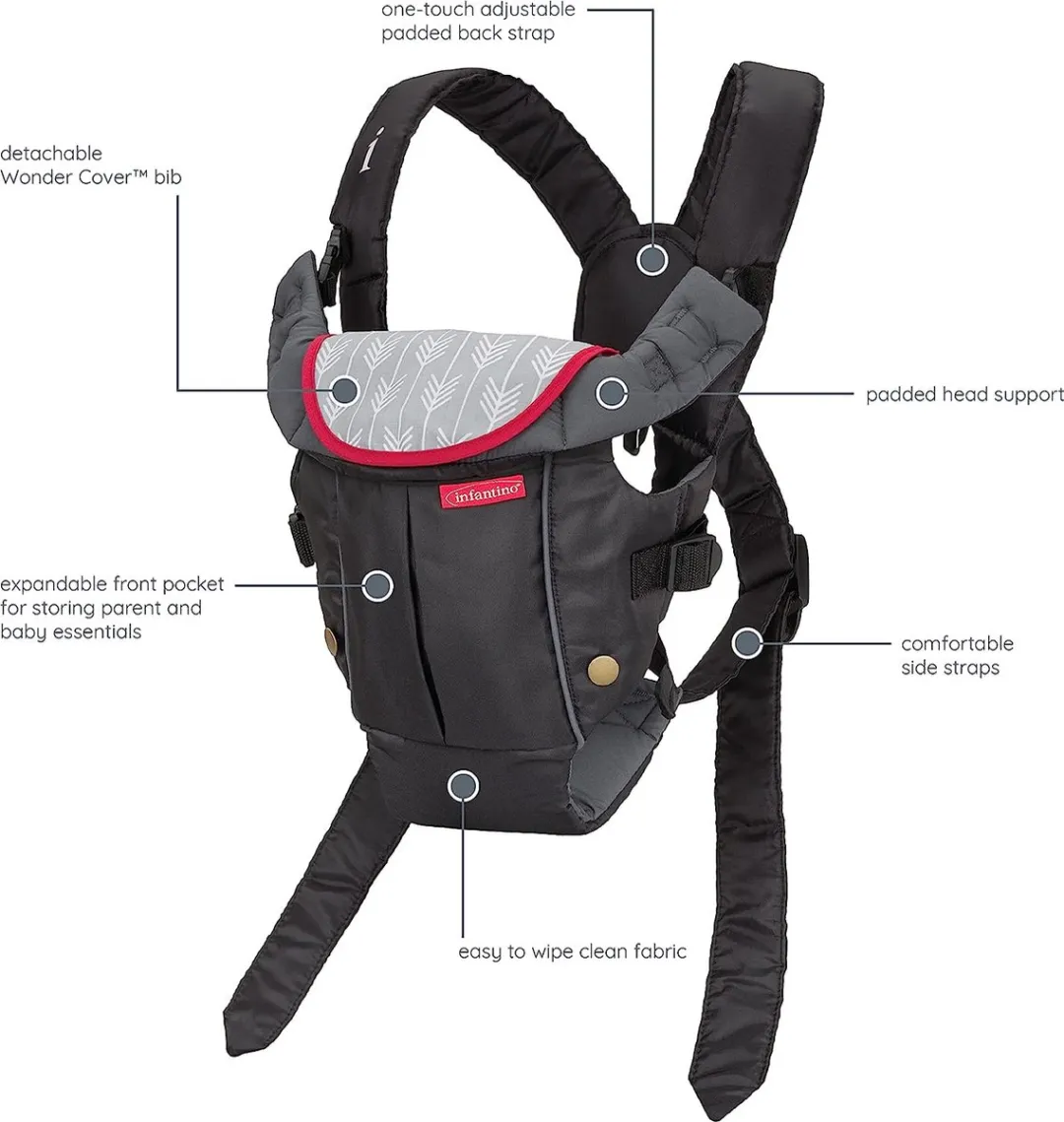Infantino Lichte Compacte Draagzak 3.6-11.3kg - Zwart