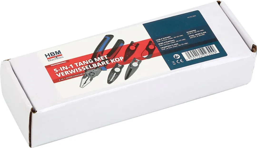 HBM Machines 5-in-1 Tangset - Kabelschaar/Draadstriptang/Krimptang/Schaar/Staaldraadtang