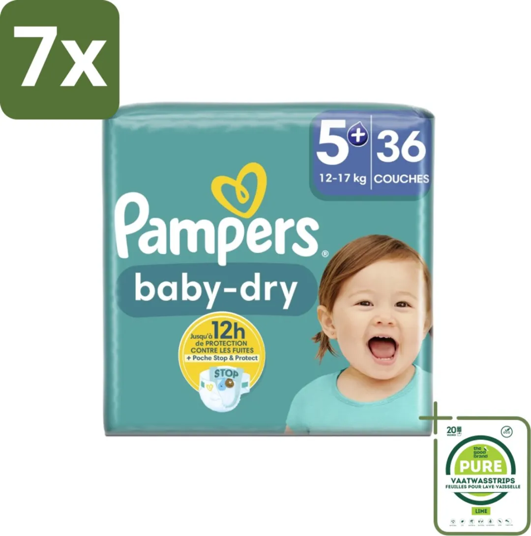 Pampers Baby-Dry Maat 5+ Luiers - 252 Stuks (7x36)