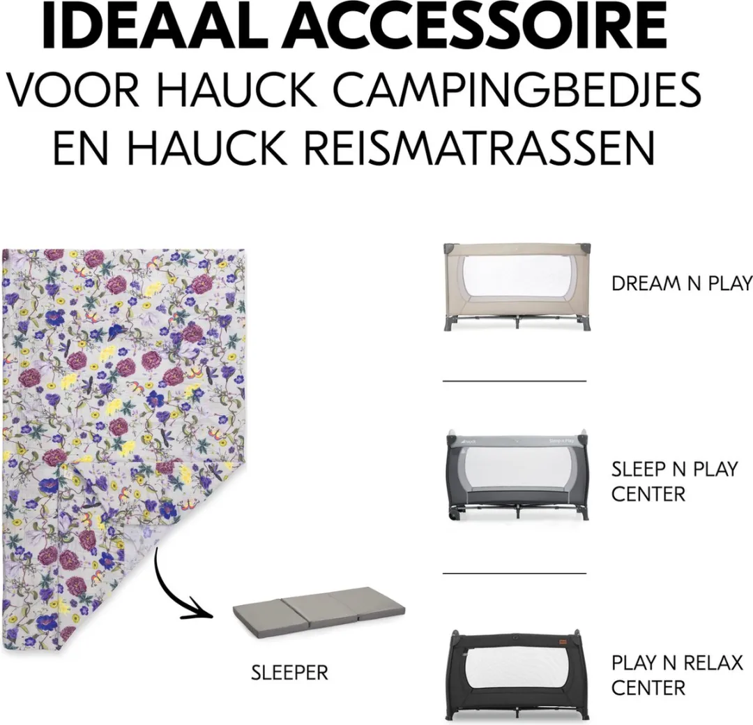Hauck Hoeslaken Junior 120x60cm Floral Beige