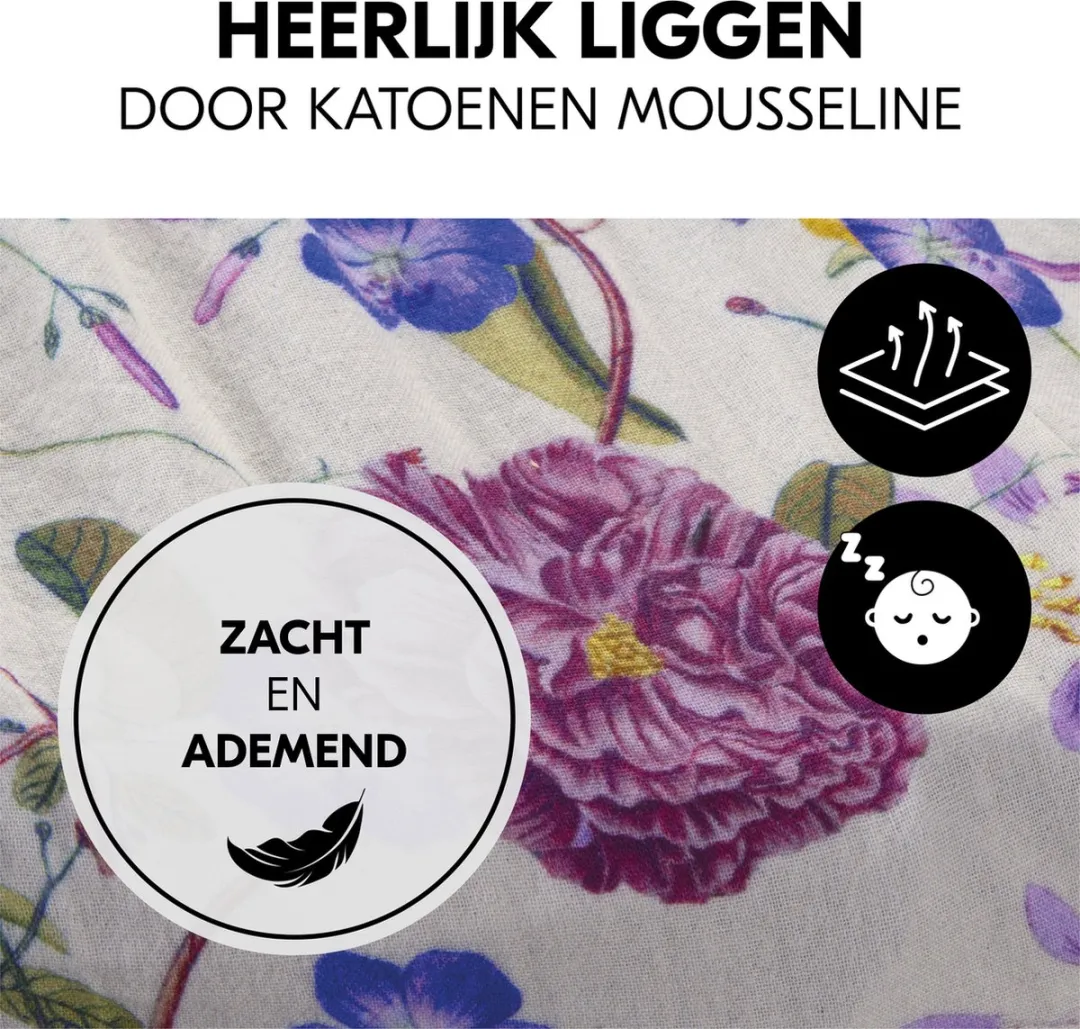 Hauck Hoeslaken Junior 120x60cm Floral Beige