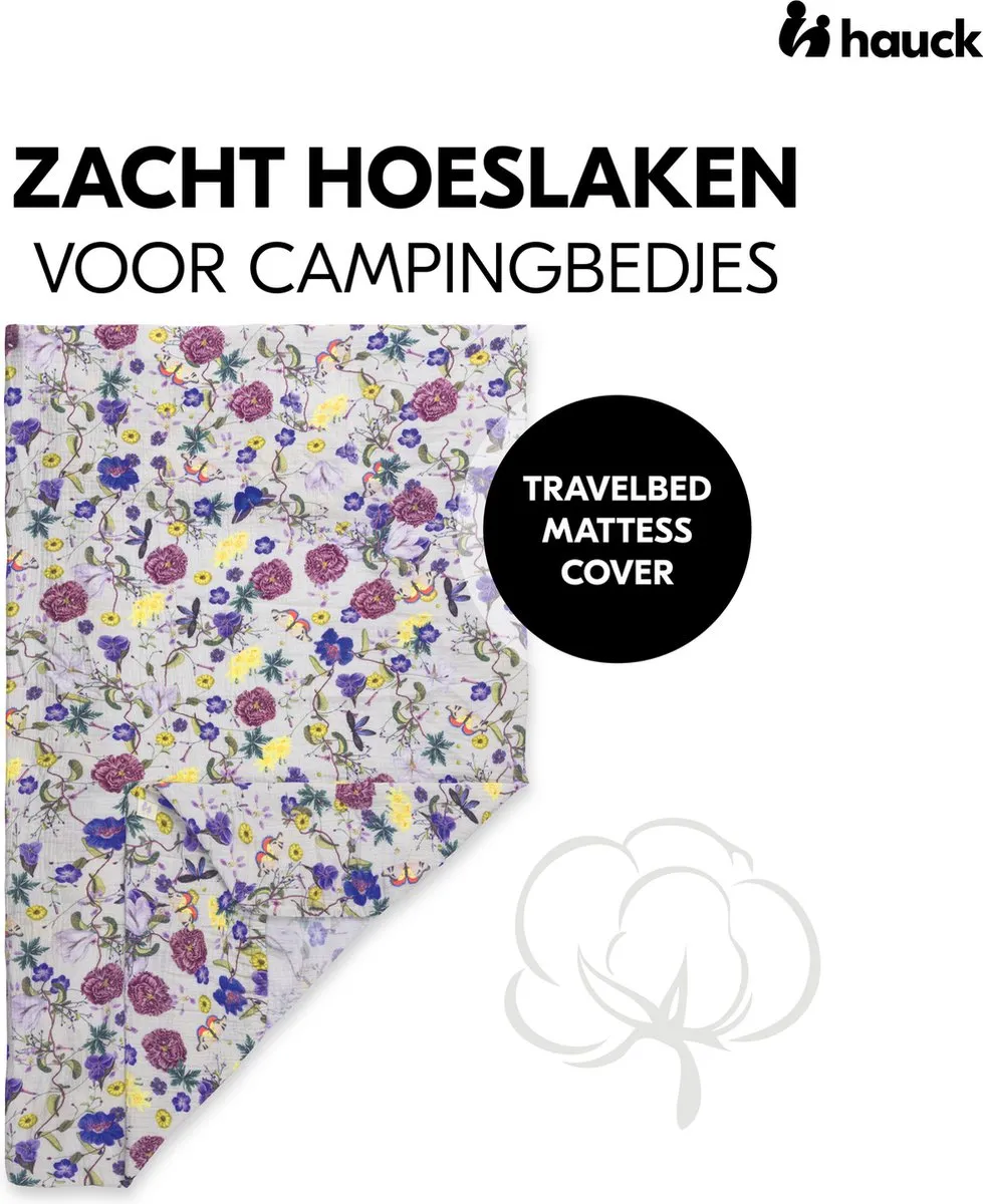 Hauck Hoeslaken Junior 120x60cm Floral Beige