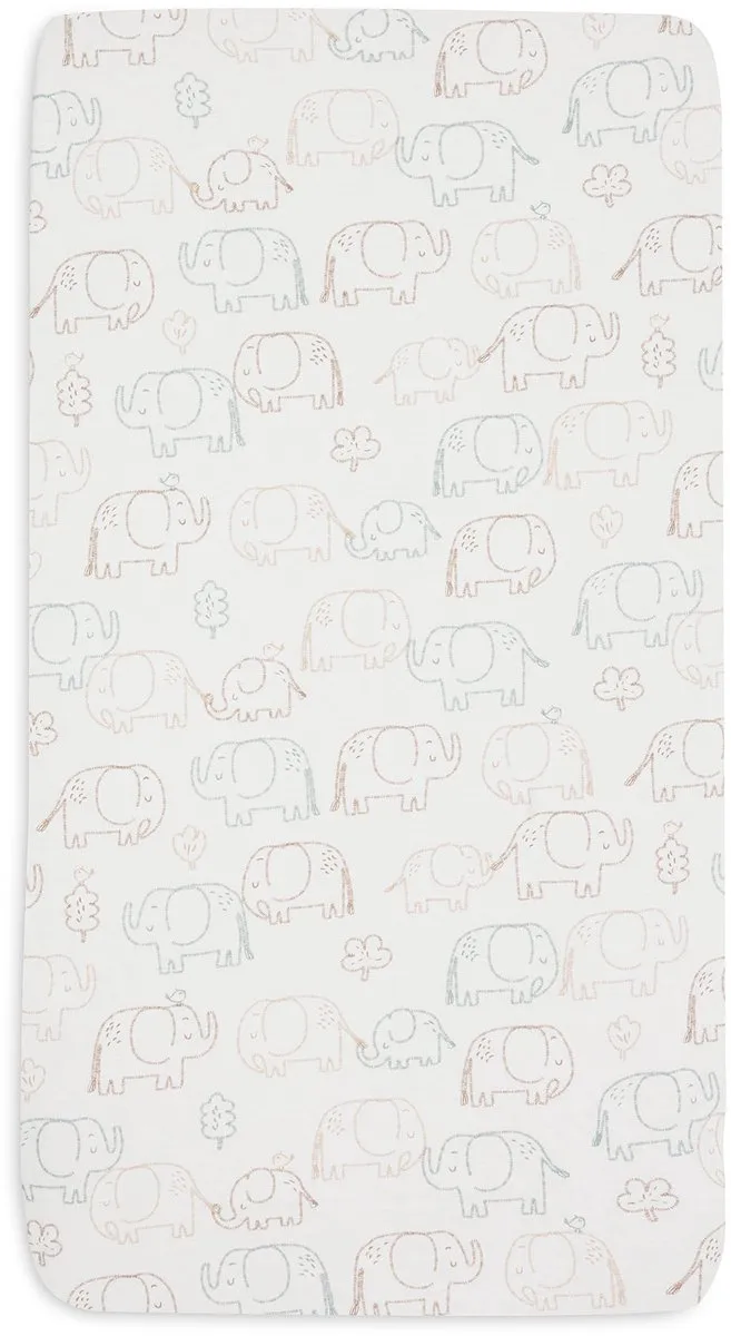 Jollein Jersey Hoeslaken Wieg Elephant Tales 40/50x80/90cm