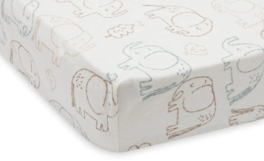 Jollein Jersey Hoeslaken Wieg Elephant Tales 40/50x80/90cm