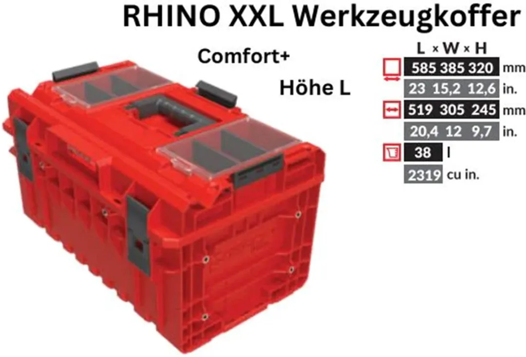 Toolbrothers RHINO XXL Gereedschapskoffer - Rood - IP66