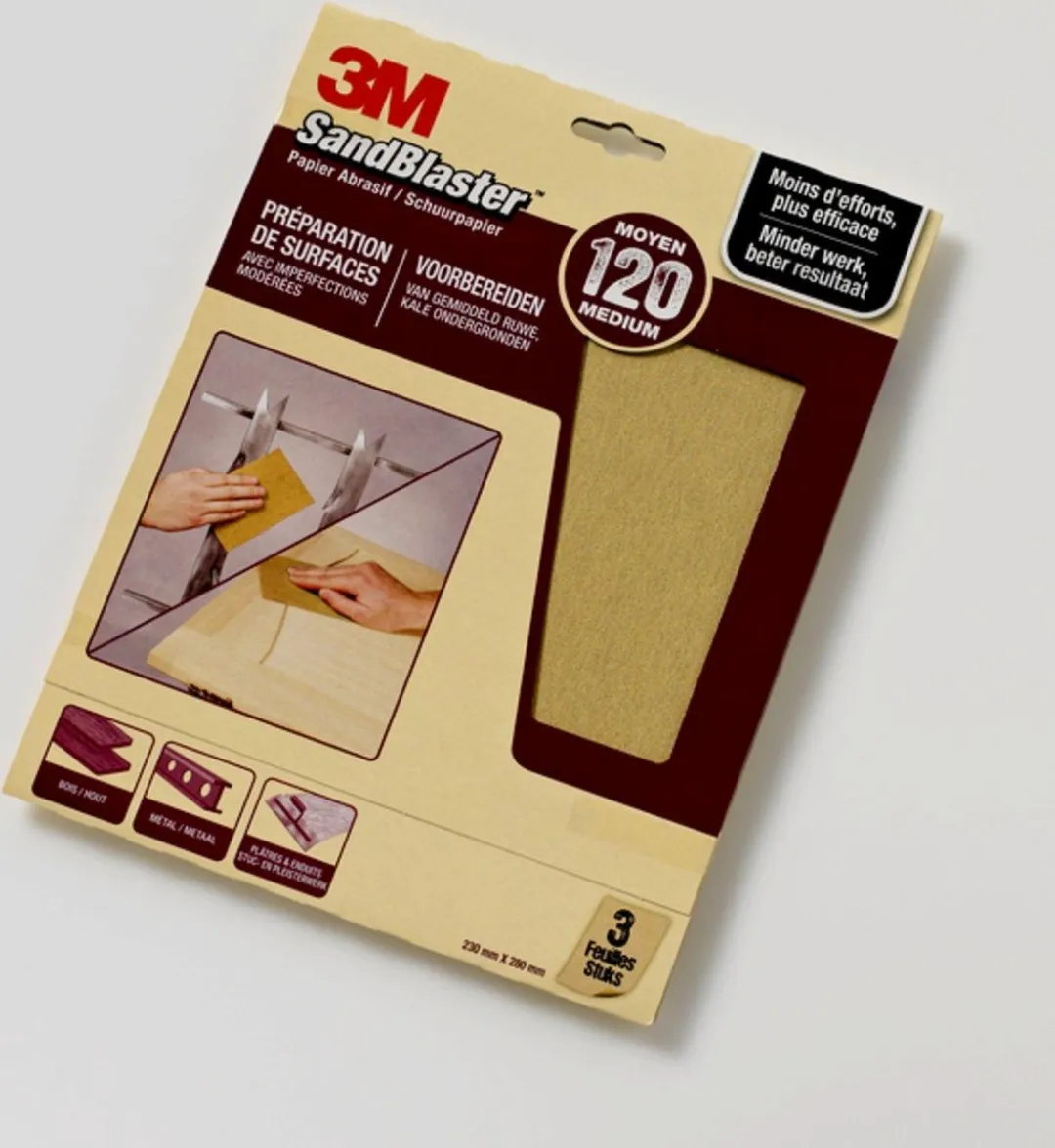 3M SandBlaster Schuurpapier P120 - 3 Stuks 23x28cm Paars