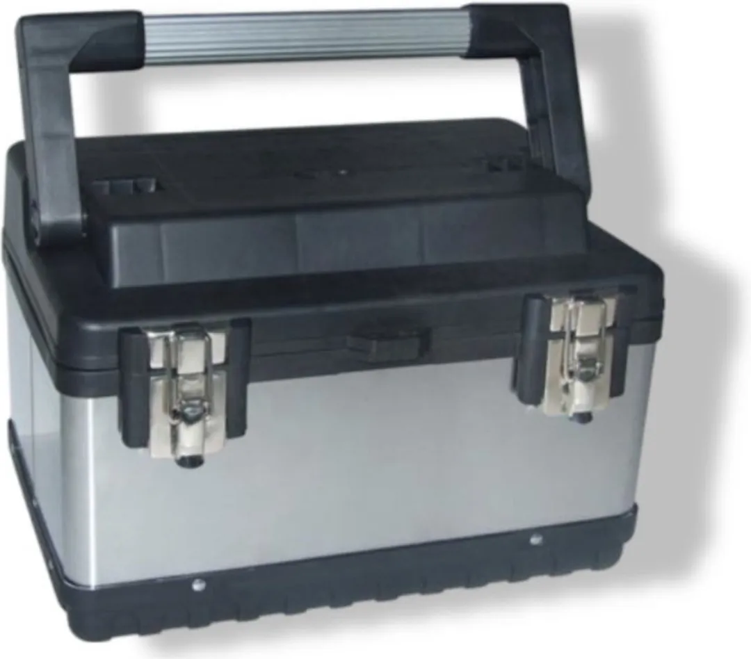 Perel Gereedschapskoffer OTBA5 RVS - 38x27x22cm - Zwart/Zilverkleurig