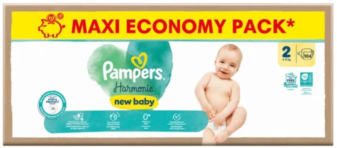 Pampers - Harmonie - Maat 2 - Mega Pack - 104 stuks - 4/8 KG