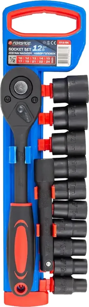 Forsage 1/2" Dopsleutelset Cr-Mo 12-delig