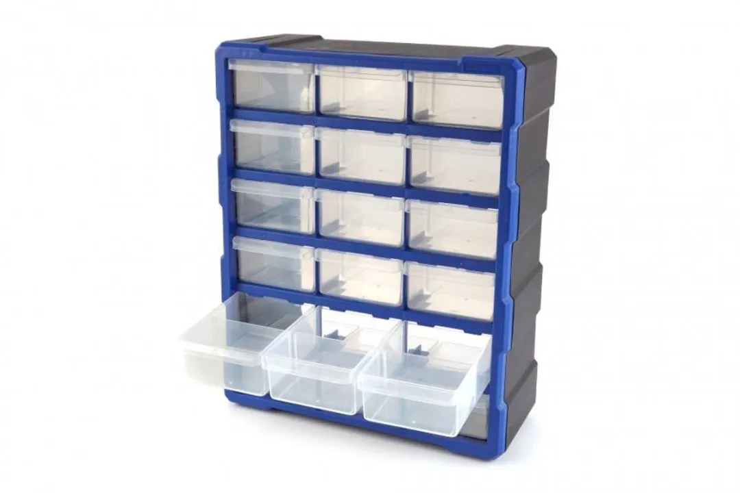 HBM Machines 18-Laden Assortimentskast - 18 Stuks - Blauw/Zwart