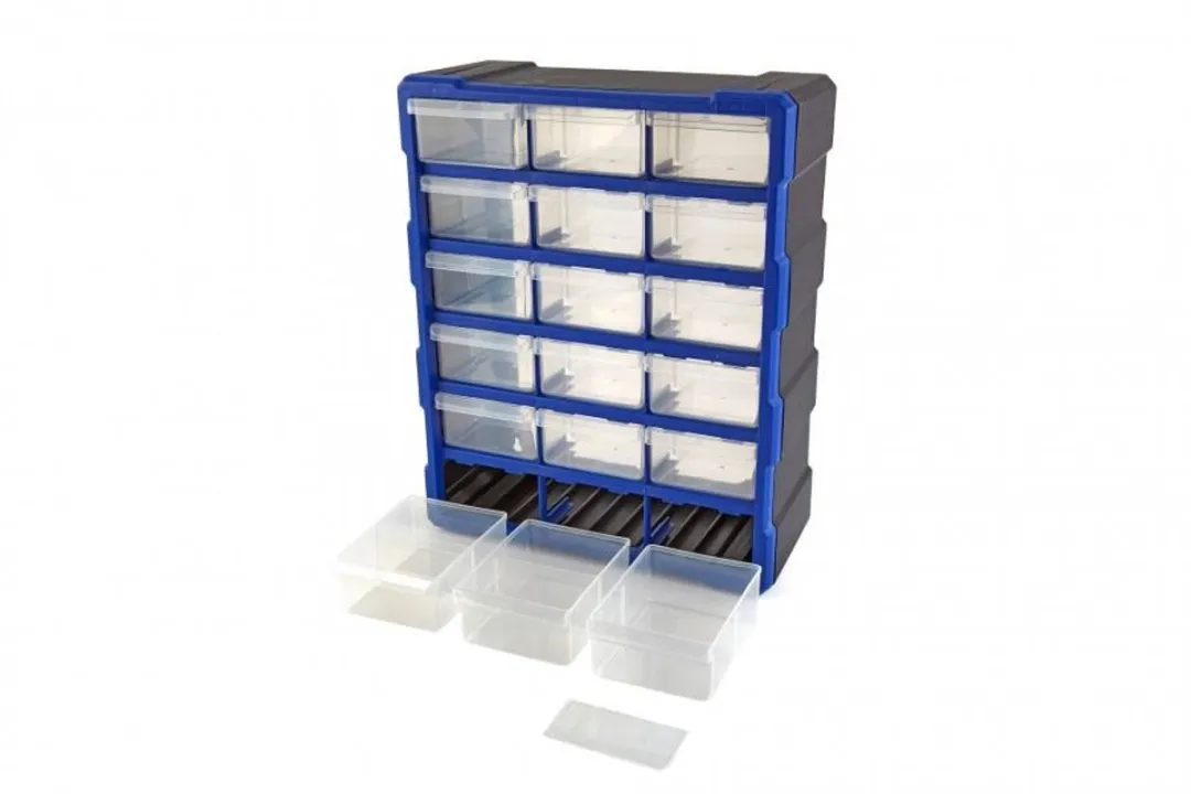HBM Machines 18-Laden Assortimentskast - 18 Stuks - Blauw/Zwart