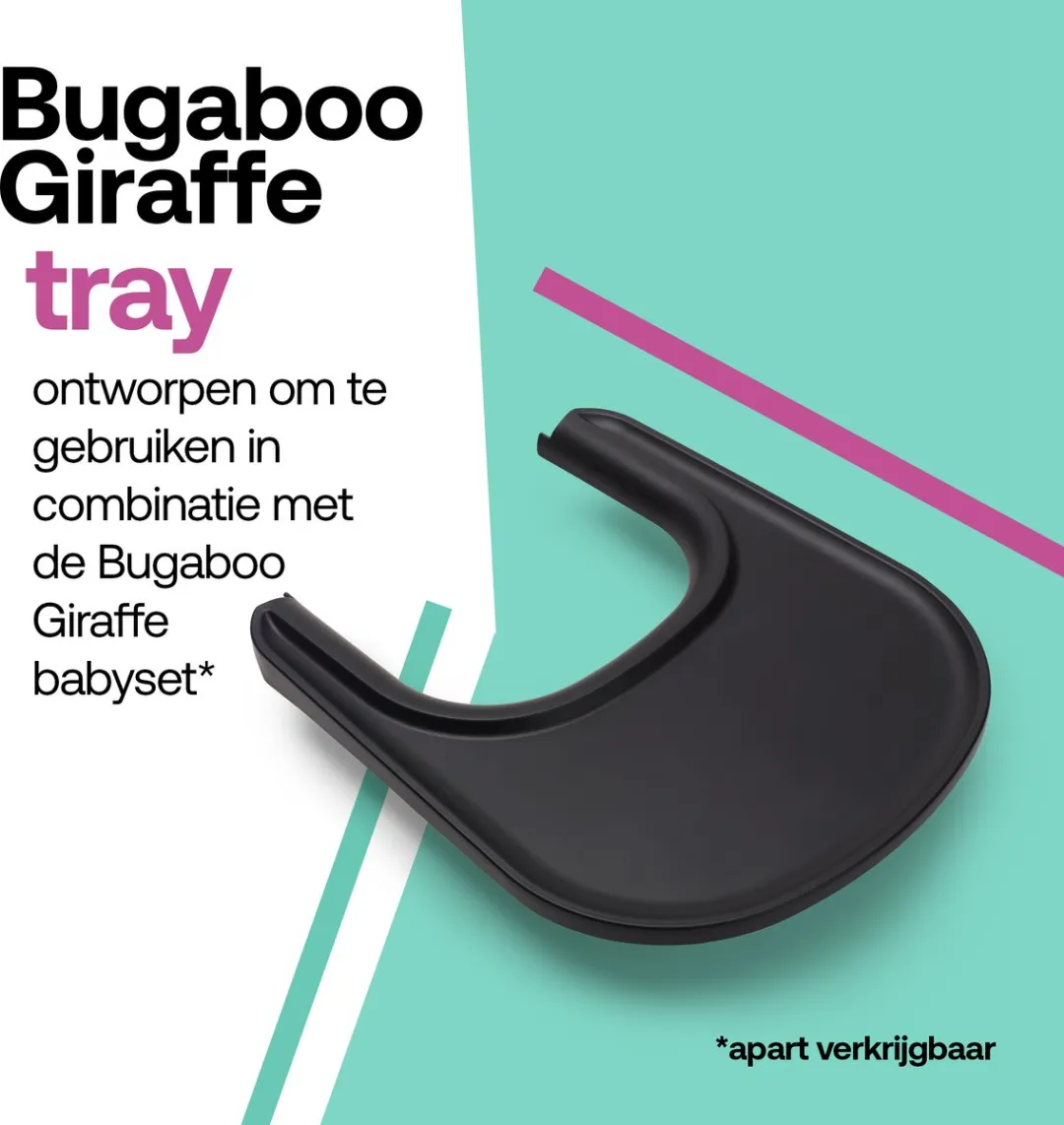 Bugaboo Giraffe tray voor Bugaboo Giraffe kinderstoel babyset, vaatwasmachinebestendig, Zwart