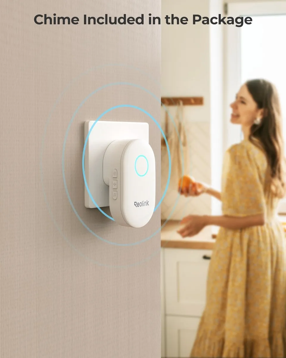 Reolink Video Doorbell POE + 2 Chimes 2K+ IP Camera - Zwart - afbeelding 6 van 6