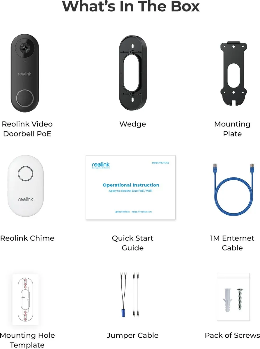 Reolink Video Doorbell POE + 2 Chimes 2K+ IP Camera - Zwart