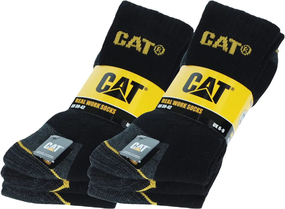 Caterpillar Werksokken Heren 6 Paar - Katoen Zwart 46-50