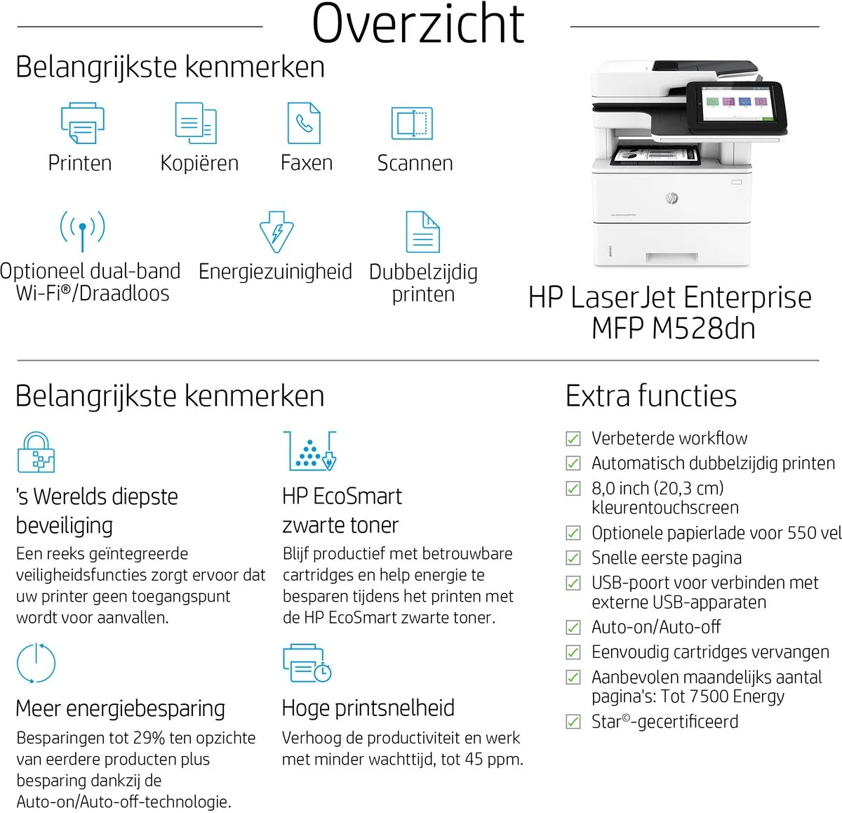 HP LaserJet Enterprise M528dn MF Printer - 650 Vel