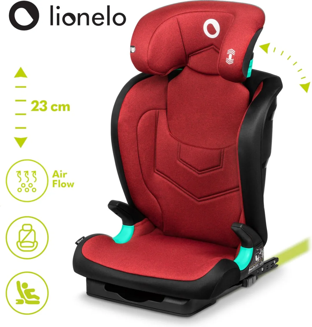 Lionelo Neal i-Size Autostoel 100-150cm - Rood - i-Size goedgekeurd