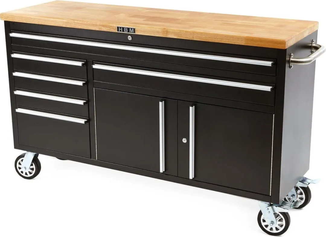 HBM 152cm Professionele Gereedschapswagen - 6 Lades - Zwart