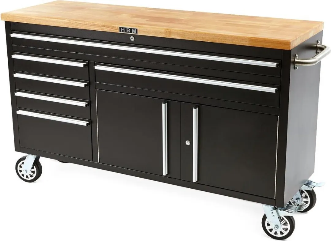 HBM 152cm Professionele Gereedschapswagen - 6 Lades - Zwart