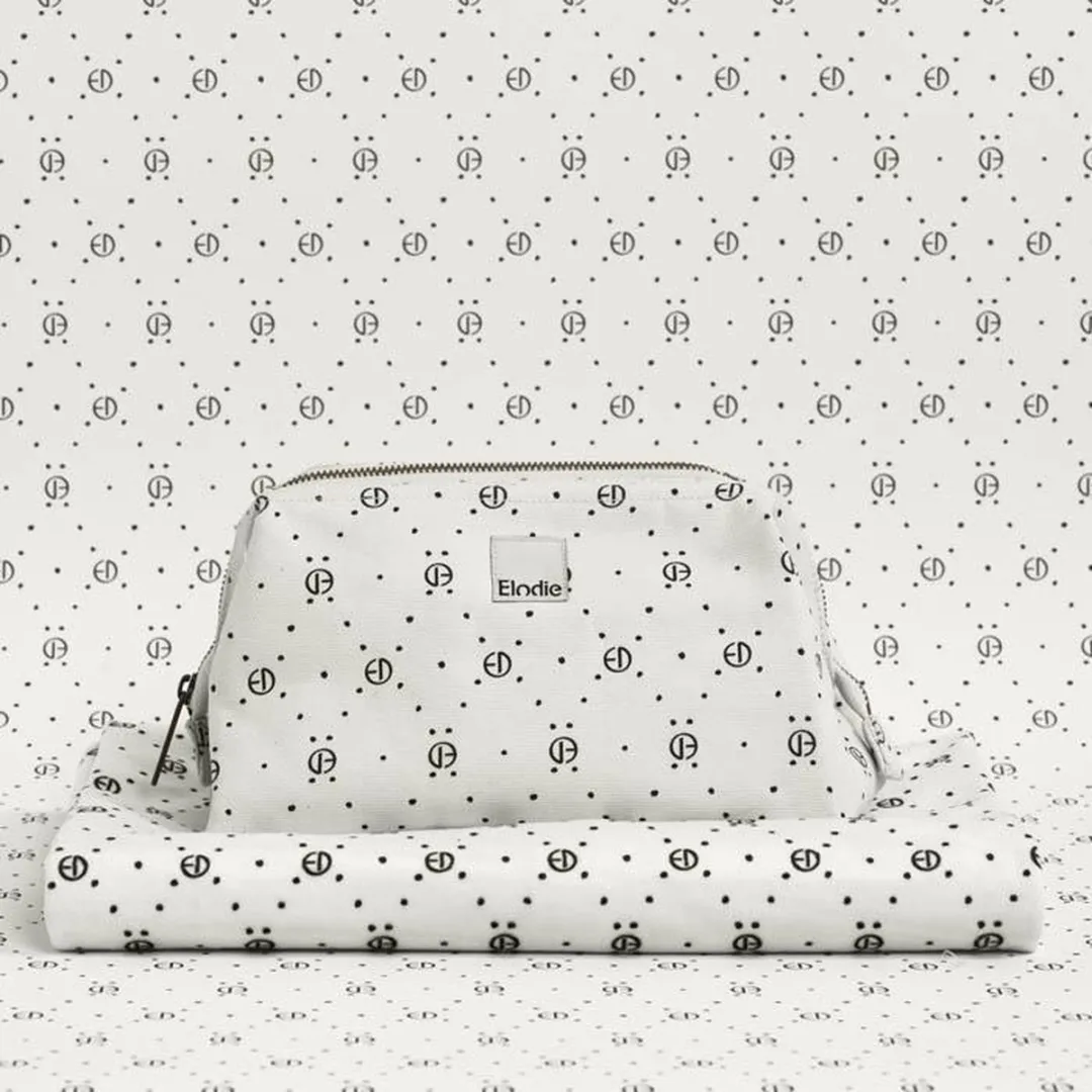 Elodie Zip&Go Toilettasje - Luieretui - Monogram - Wit/Zwart
