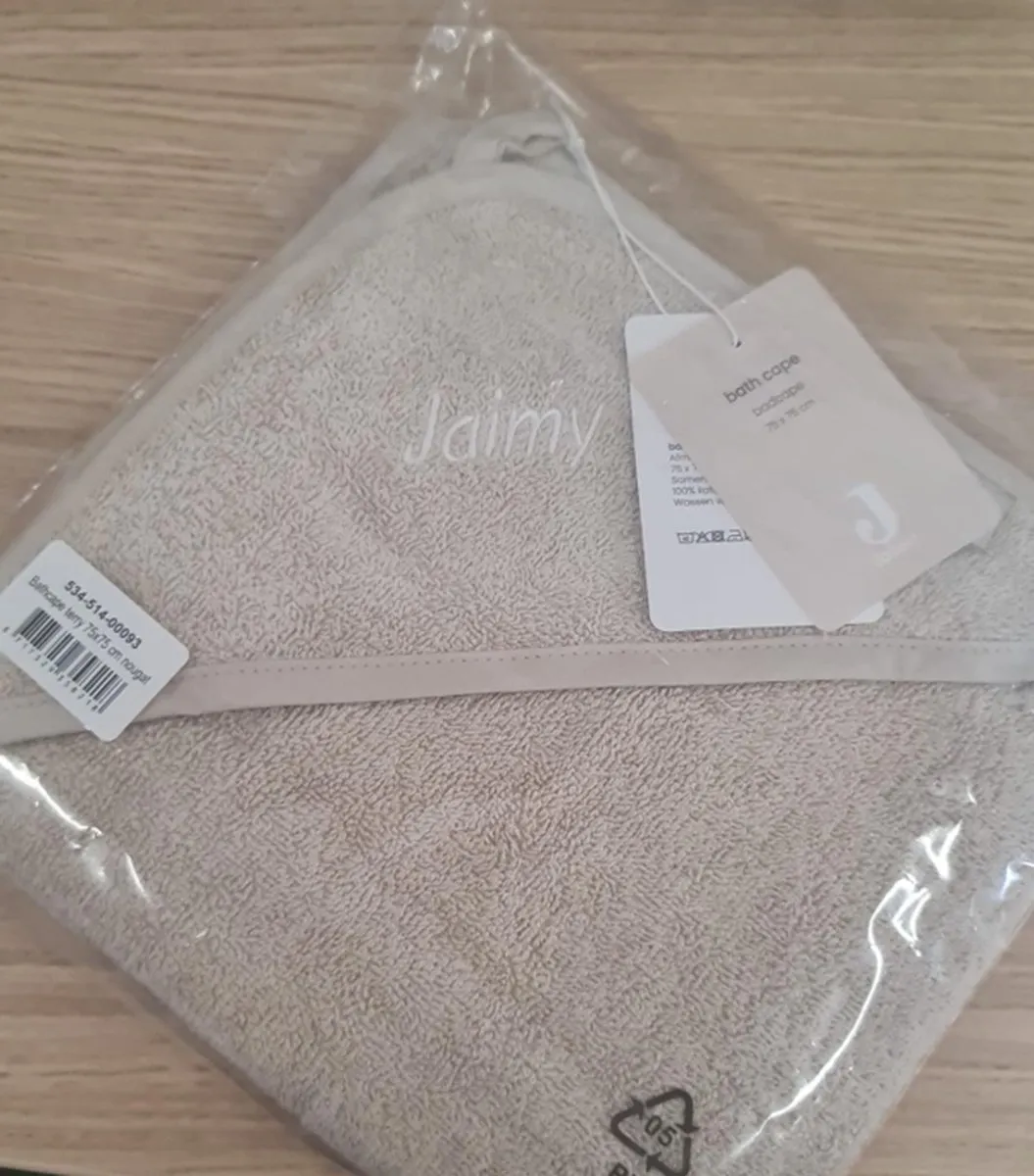 Jollein Badcape Ivory White 75x75 - Met geborduurde naam