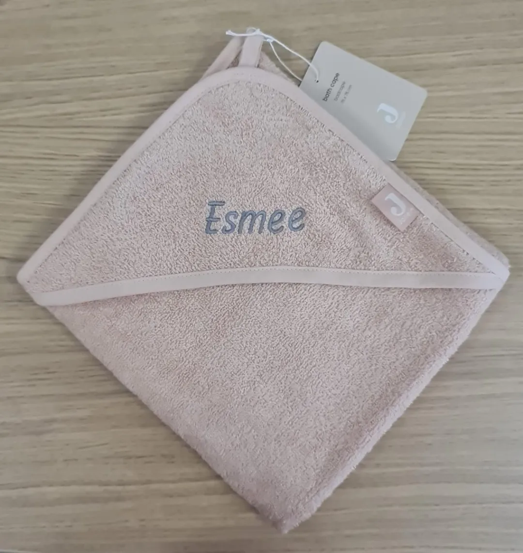 Jollein Badcape Ivory White 75x75 - Met geborduurde naam