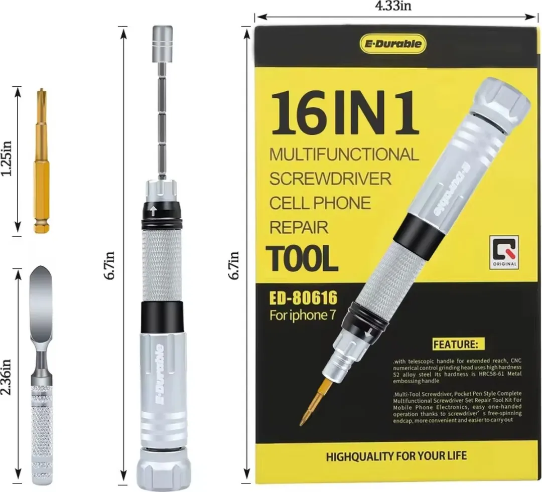 NÖRDIC ED-80616 Reparatieset Smartphone 16-delig - Zwart/staal - afbeelding 6 van 6