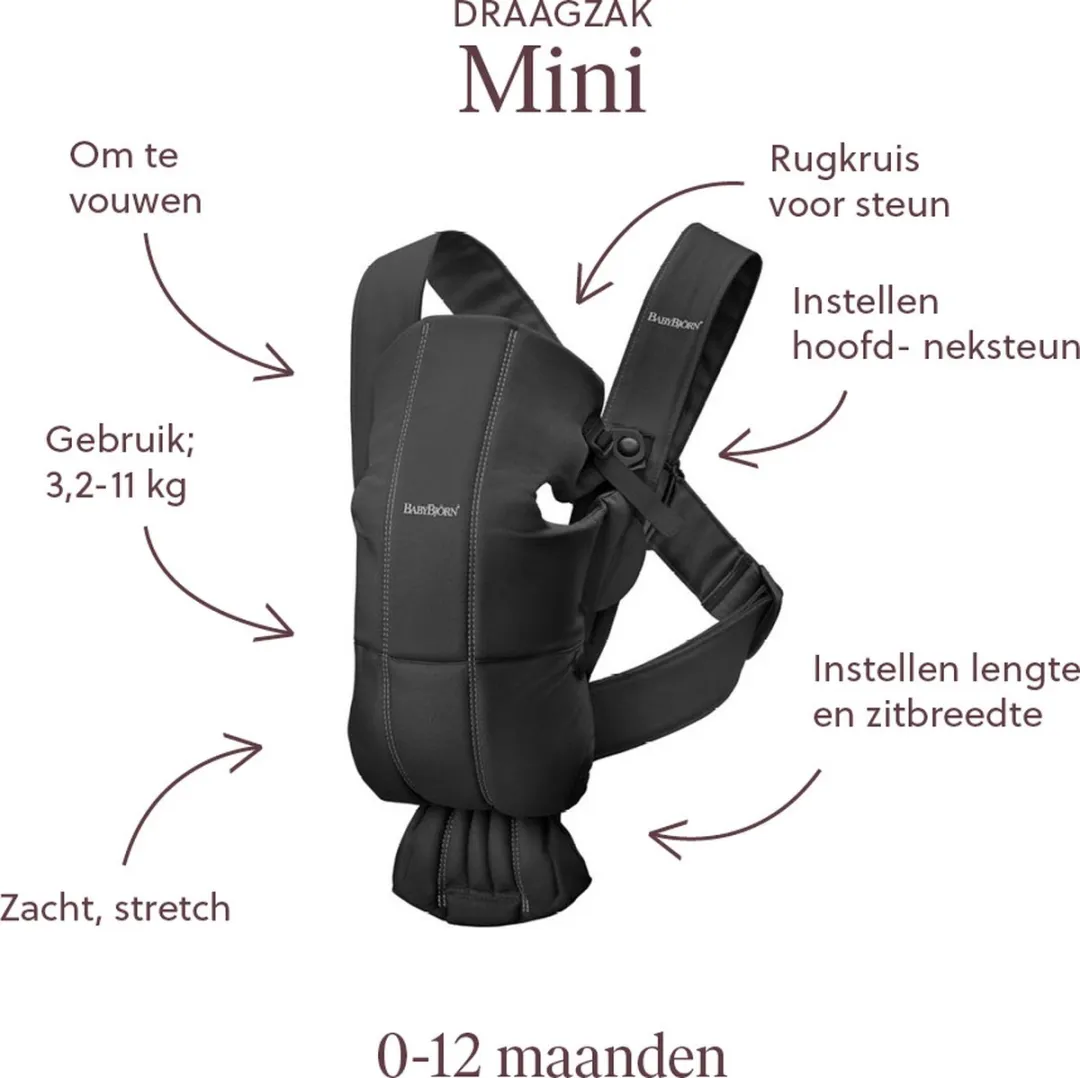 BabyBjörn Draagzak Mini - Zwart