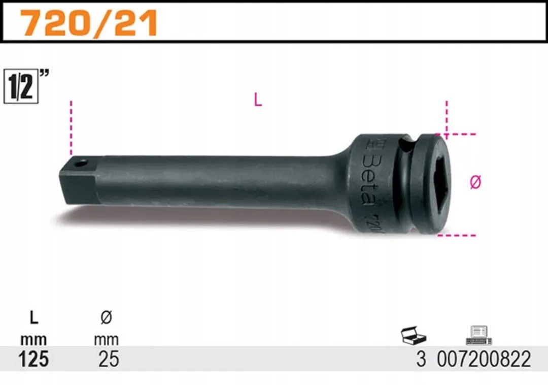 Beta Slagmoersleutel Verlengstuk 1/2" 125mm Model 720/21