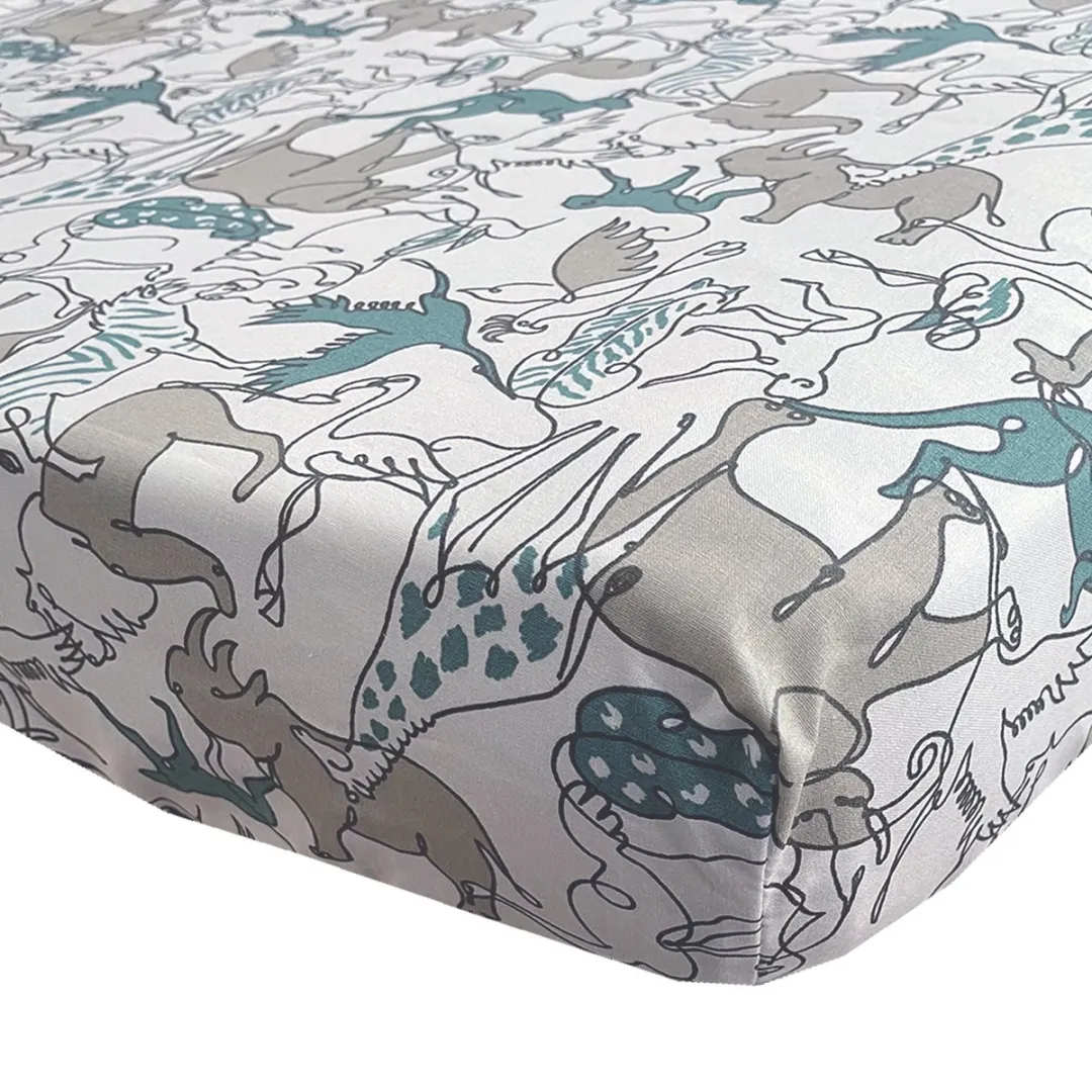 BINK Bedding Hoeslaken Safari Ledikant 60x120cm - Dierenprint - Multicolor
